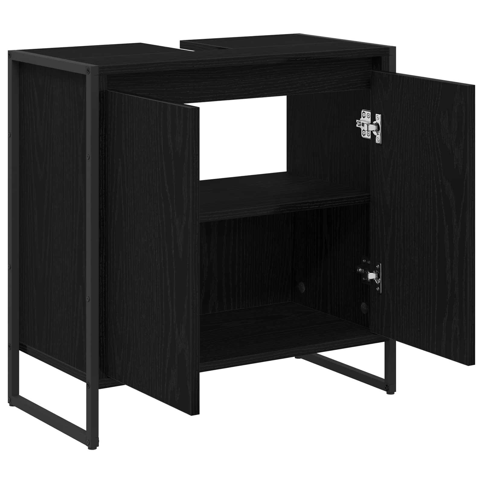 Badezimmerschrank Schwarz Eichen-Optik 60 x 30 x 60 cm