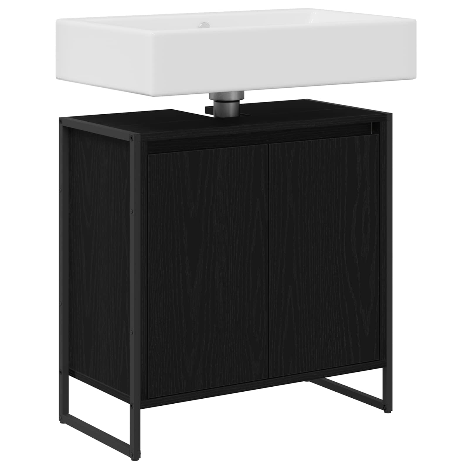 Badezimmerschrank Schwarz Eichen-Optik 60 x 30 x 60 cm