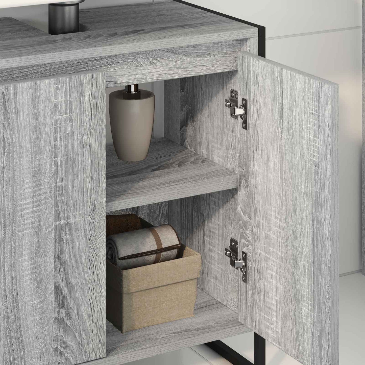 Badezimmerschrank Sonoma-Grau 60 x 30 x 60 cm Holzwerkstoff