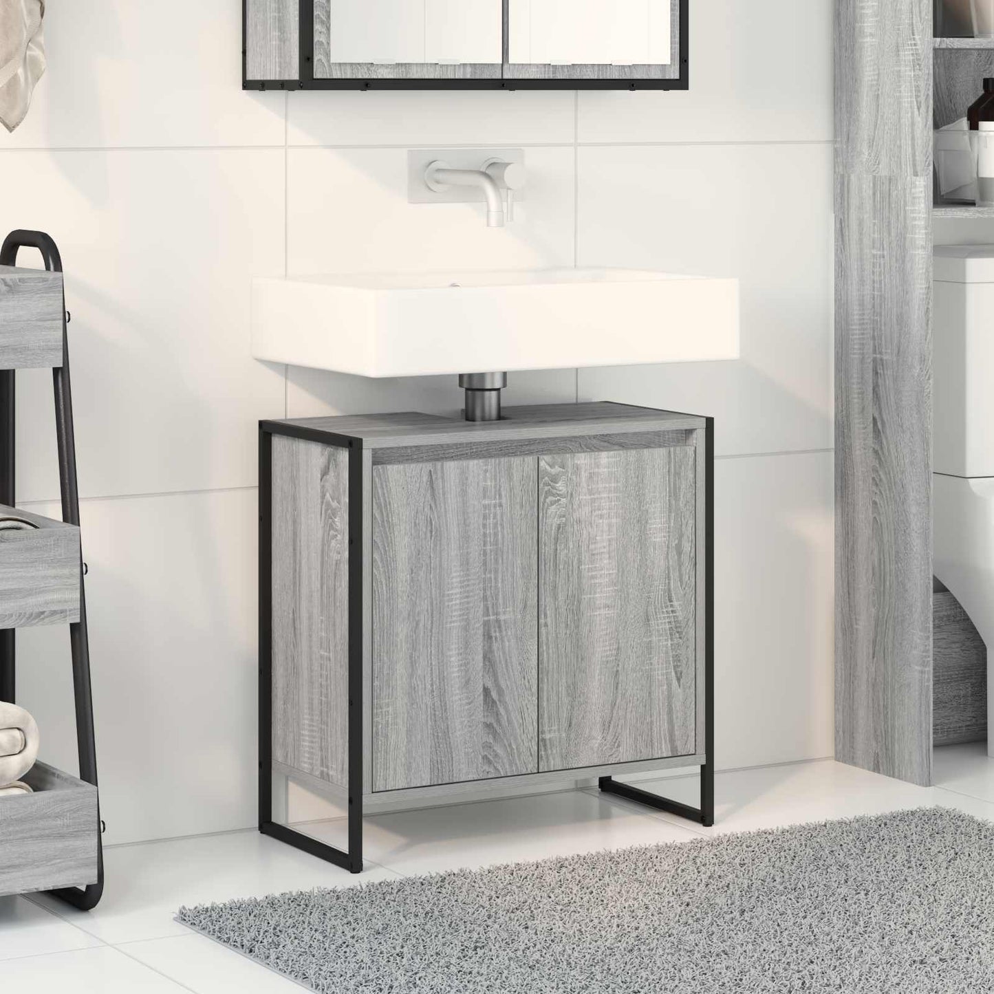 Badezimmerschrank Sonoma-Grau 60 x 30 x 60 cm Holzwerkstoff