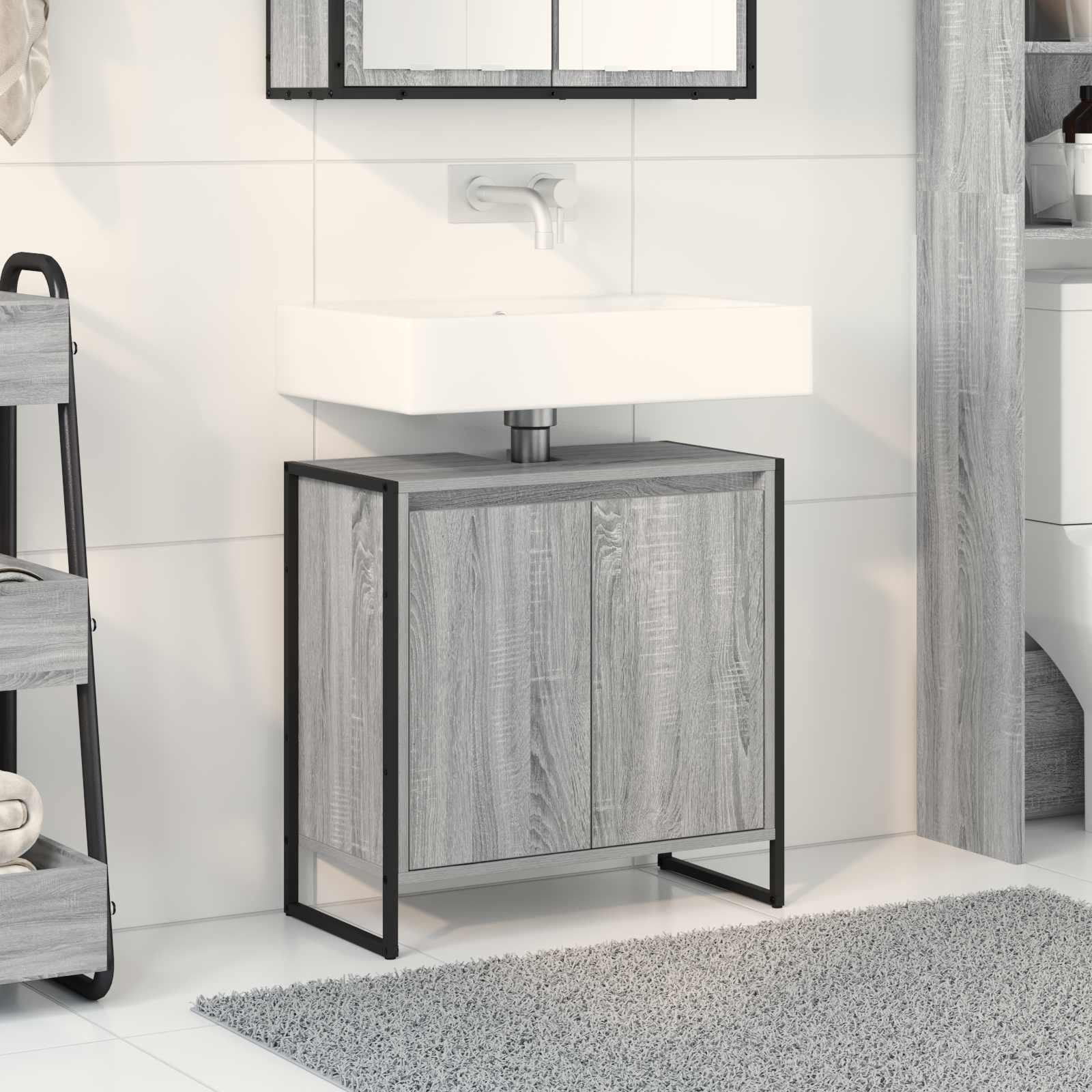 Badezimmerschrank Sonoma-Grau 60 x 30 x 60 cm Holzwerkstoff
