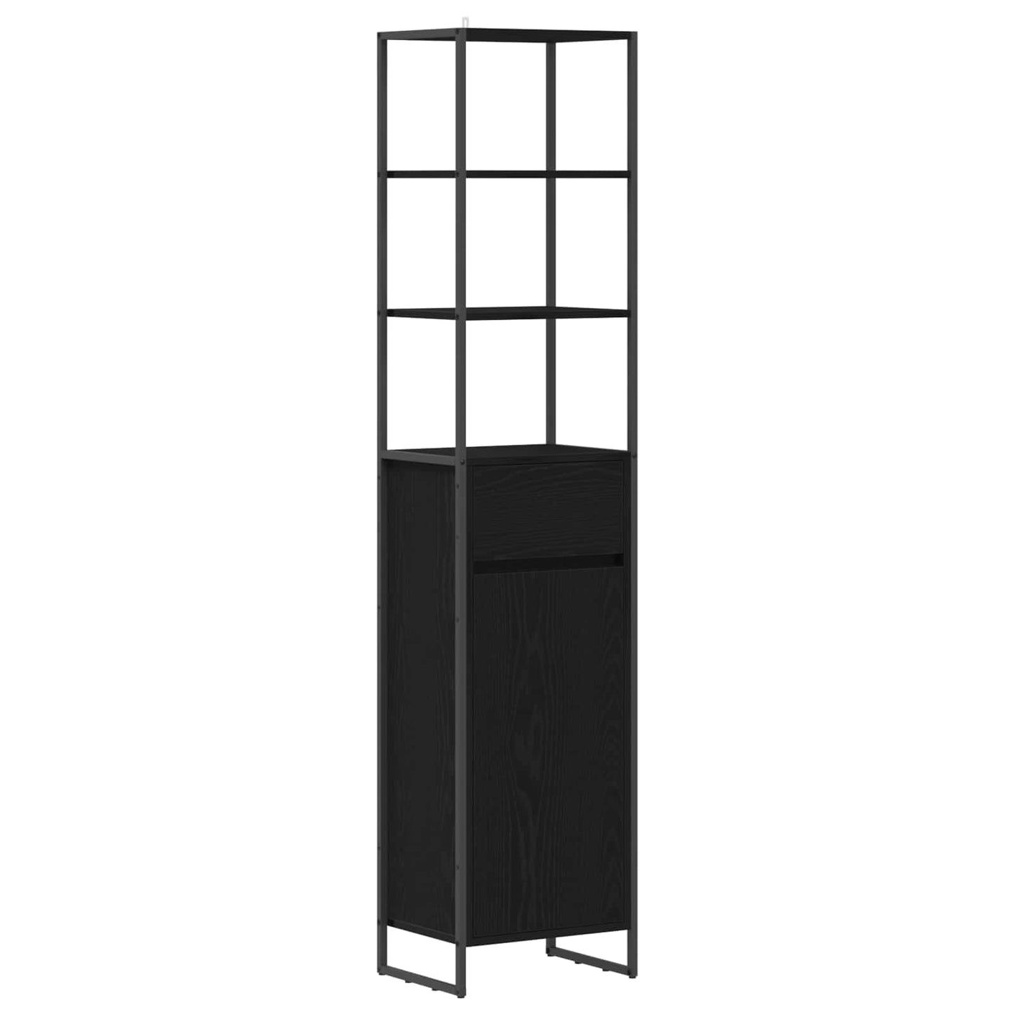 Badezimmerschrank Schwarz Eichen-Optik 40 x 30 x 180 cm