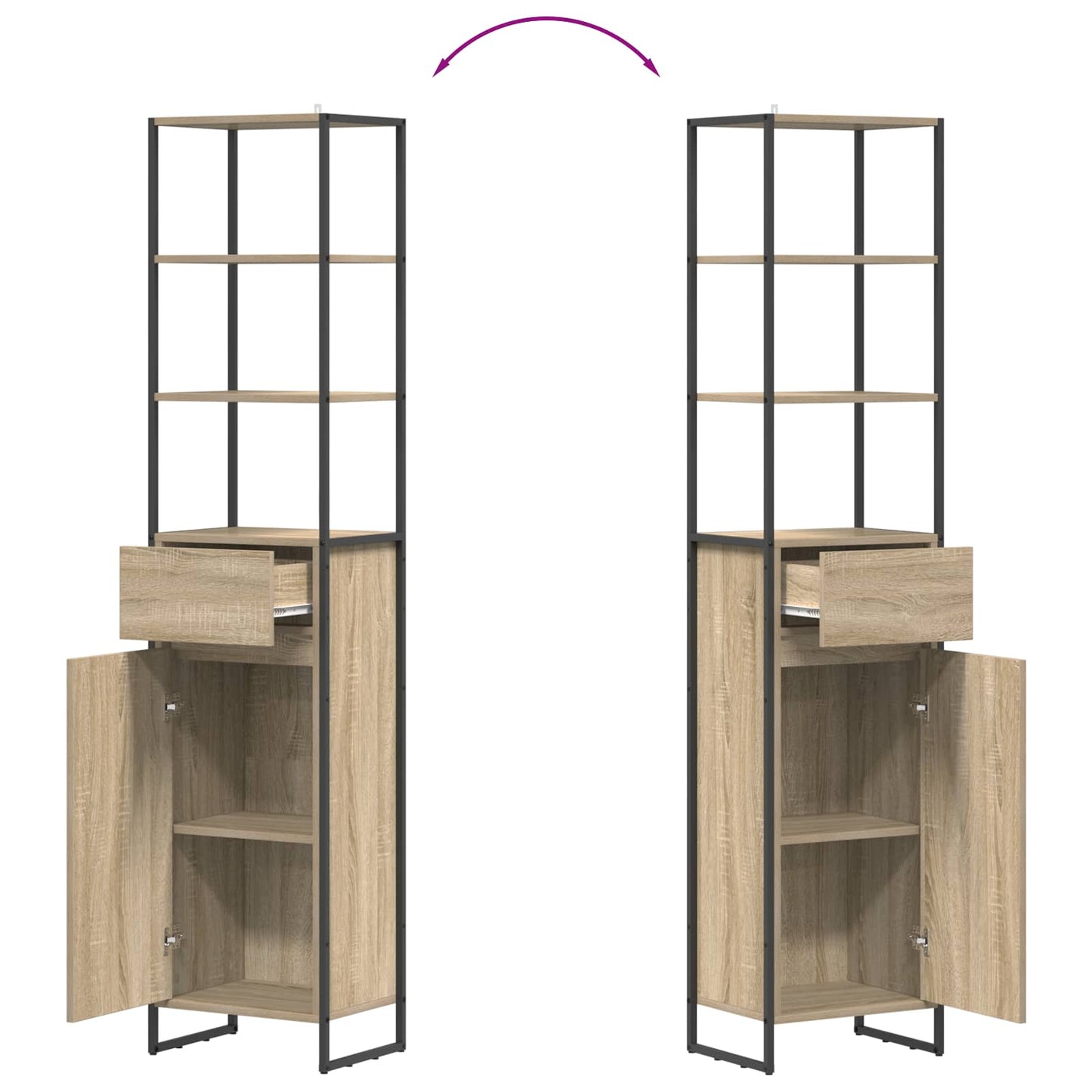 Badezimmerschrank Sonoma 40 x 30 x 180 cm Holzwerkstoff