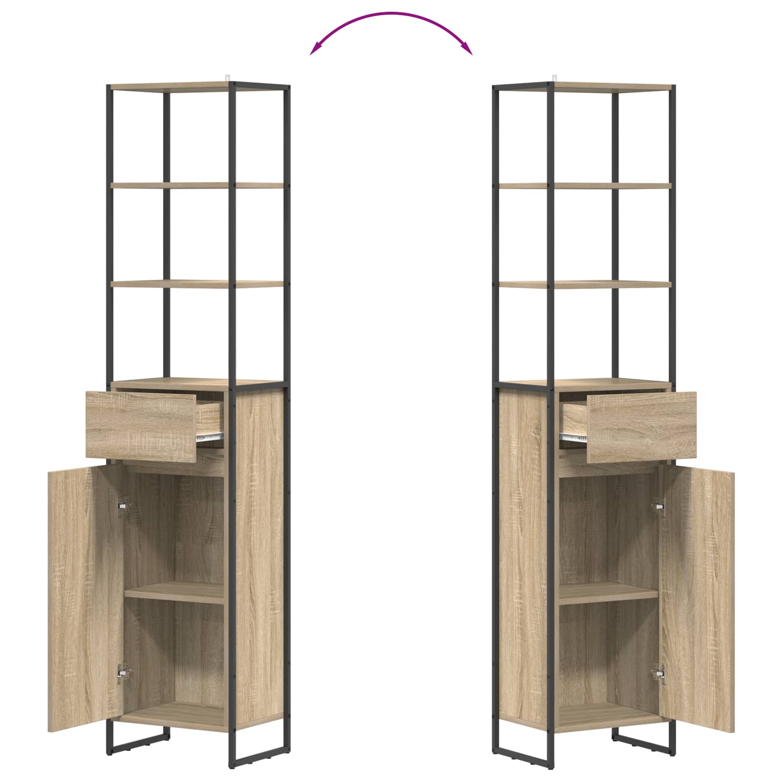 Badezimmerschrank Sonoma 40 x 30 x 180 cm Holzwerkstoff