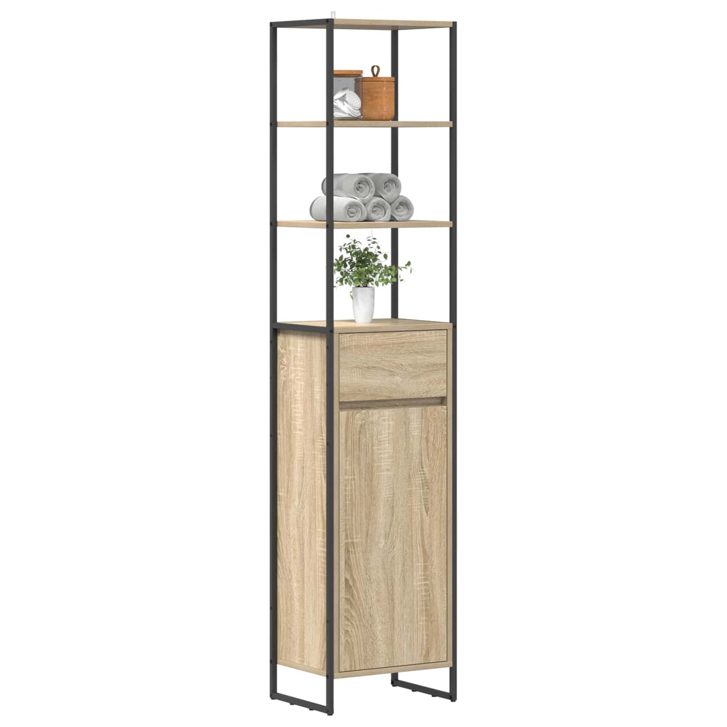 Badezimmerschrank Sonoma 40 x 30 x 180 cm Holzwerkstoff