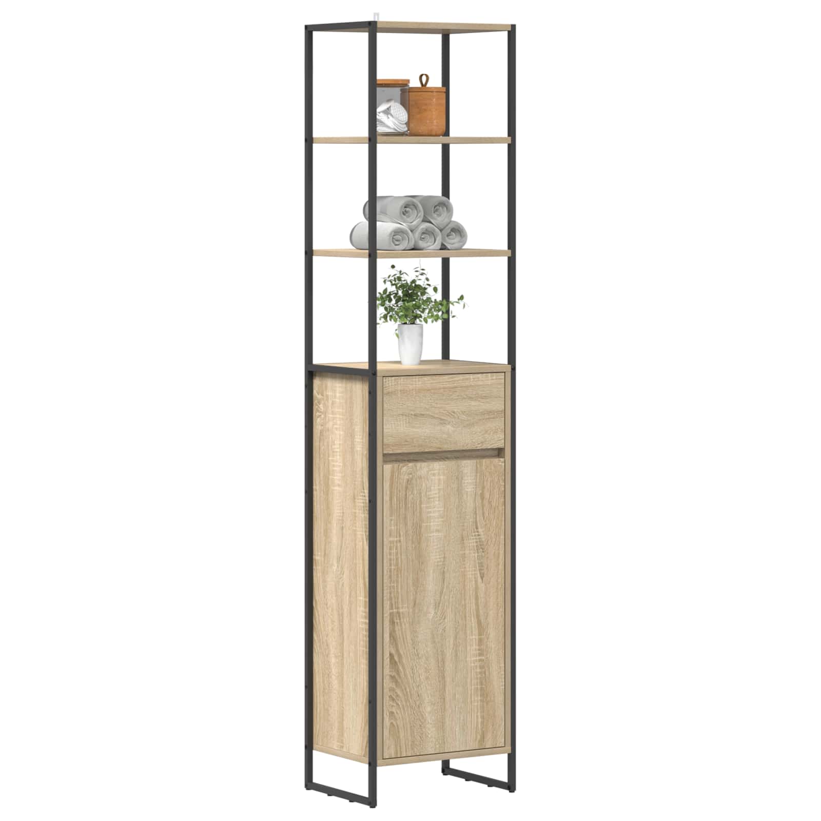 Badezimmerschrank Sonoma 40 x 30 x 180 cm Holzwerkstoff
