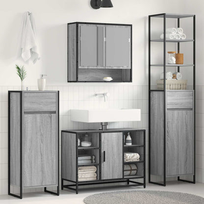 Badezimmerschrank Sonoma-Grau 40 x 30 x 180 cm Holzwerkstoff