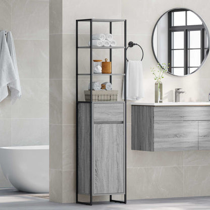 Badezimmerschrank Sonoma-Grau 40 x 30 x 180 cm Holzwerkstoff
