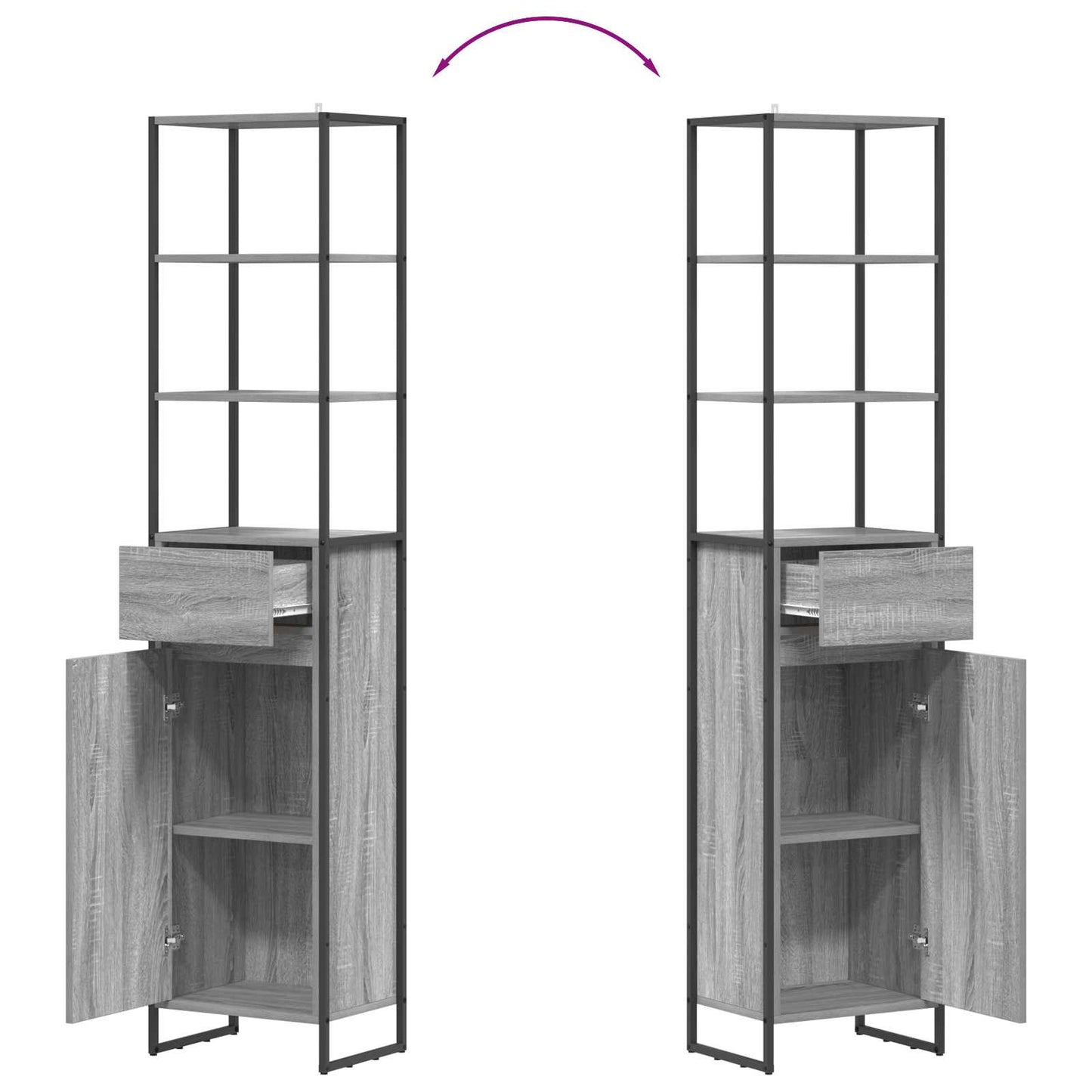 Badezimmerschrank Sonoma-Grau 40 x 30 x 180 cm Holzwerkstoff