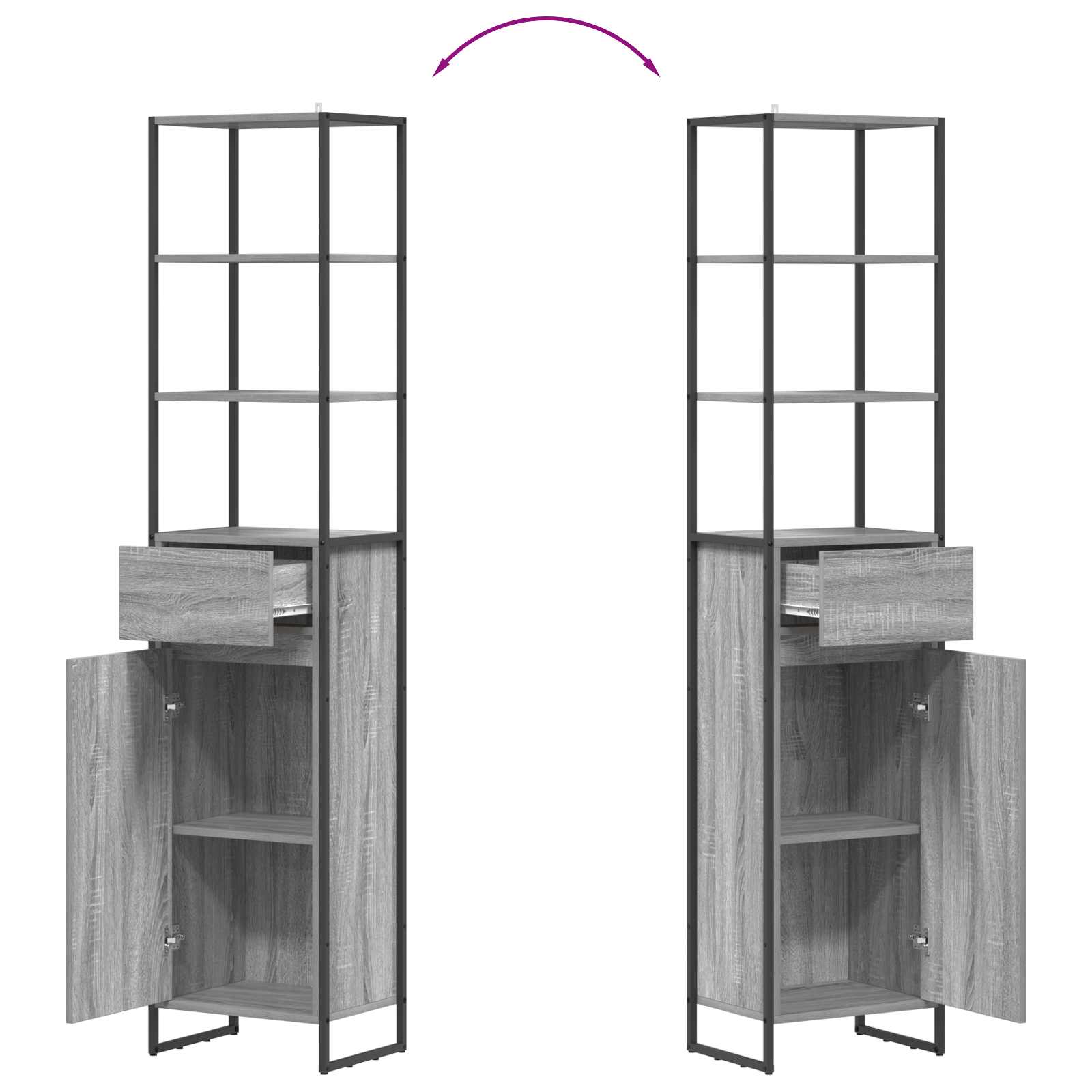 Badezimmerschrank Sonoma-Grau 40 x 30 x 180 cm Holzwerkstoff