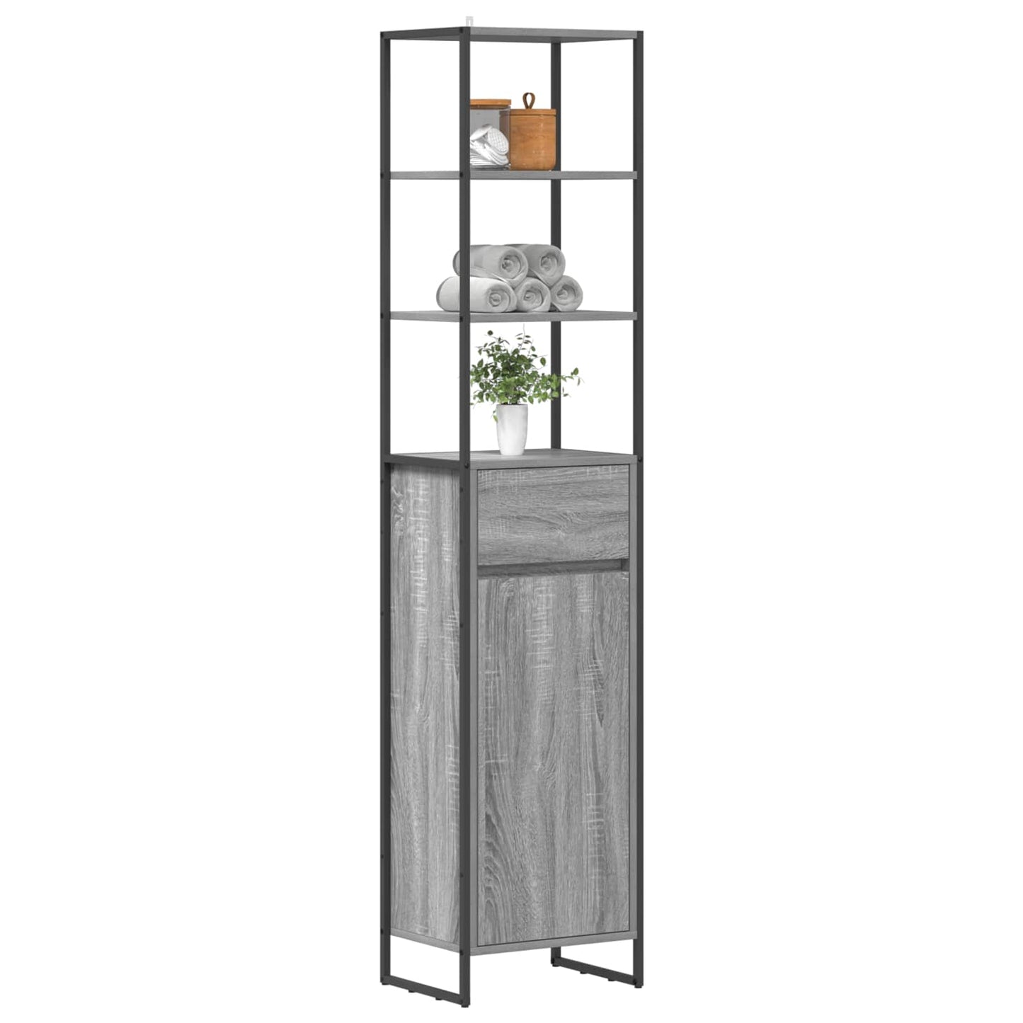 Badezimmerschrank Sonoma-Grau 40 x 30 x 180 cm Holzwerkstoff