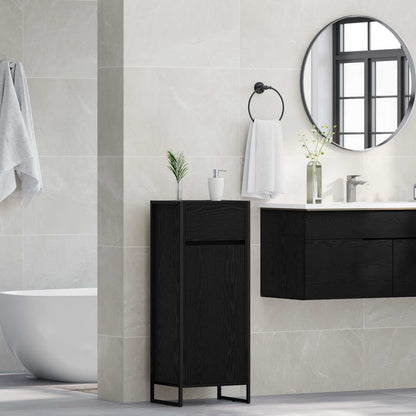 Badezimmerschrank Schwarz Eichen-Optik 40 x 30 x 100 cm