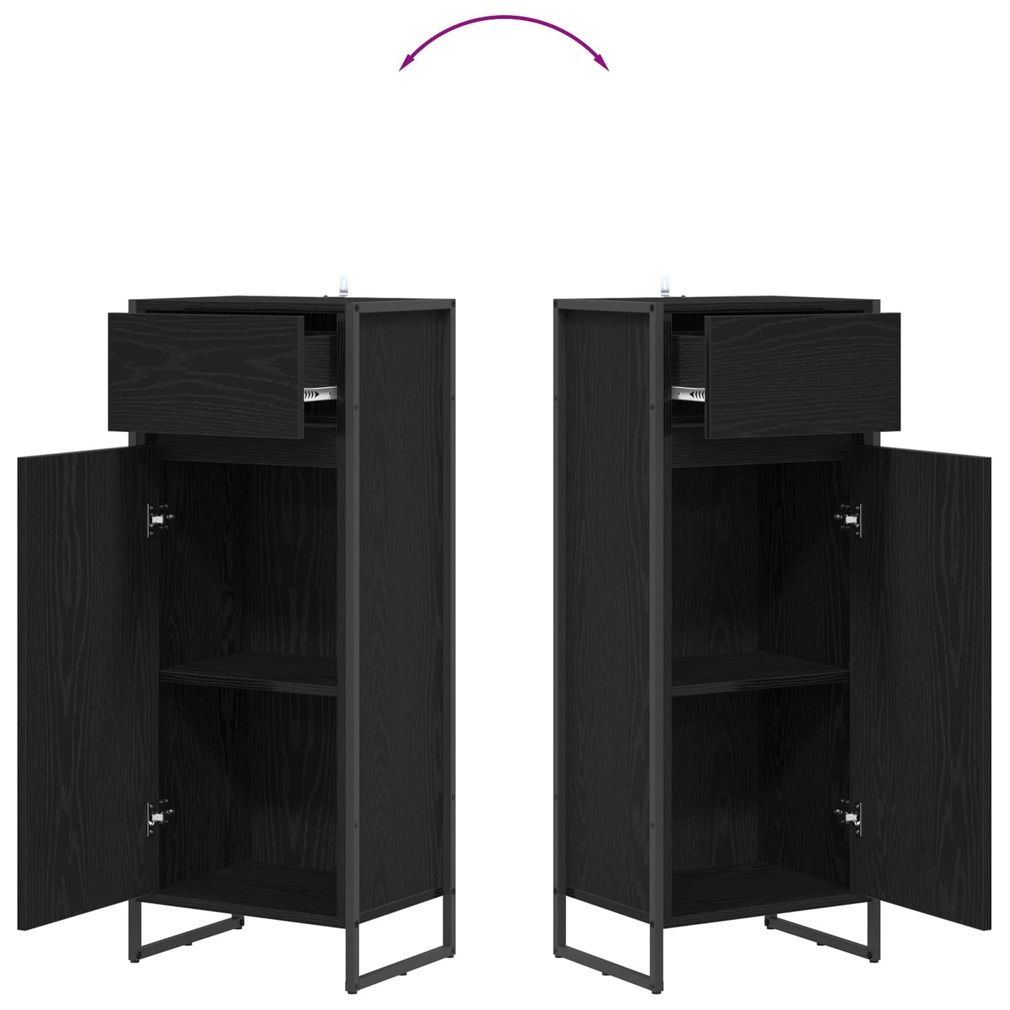 Badezimmerschrank Schwarz Eichen-Optik 40 x 30 x 100 cm