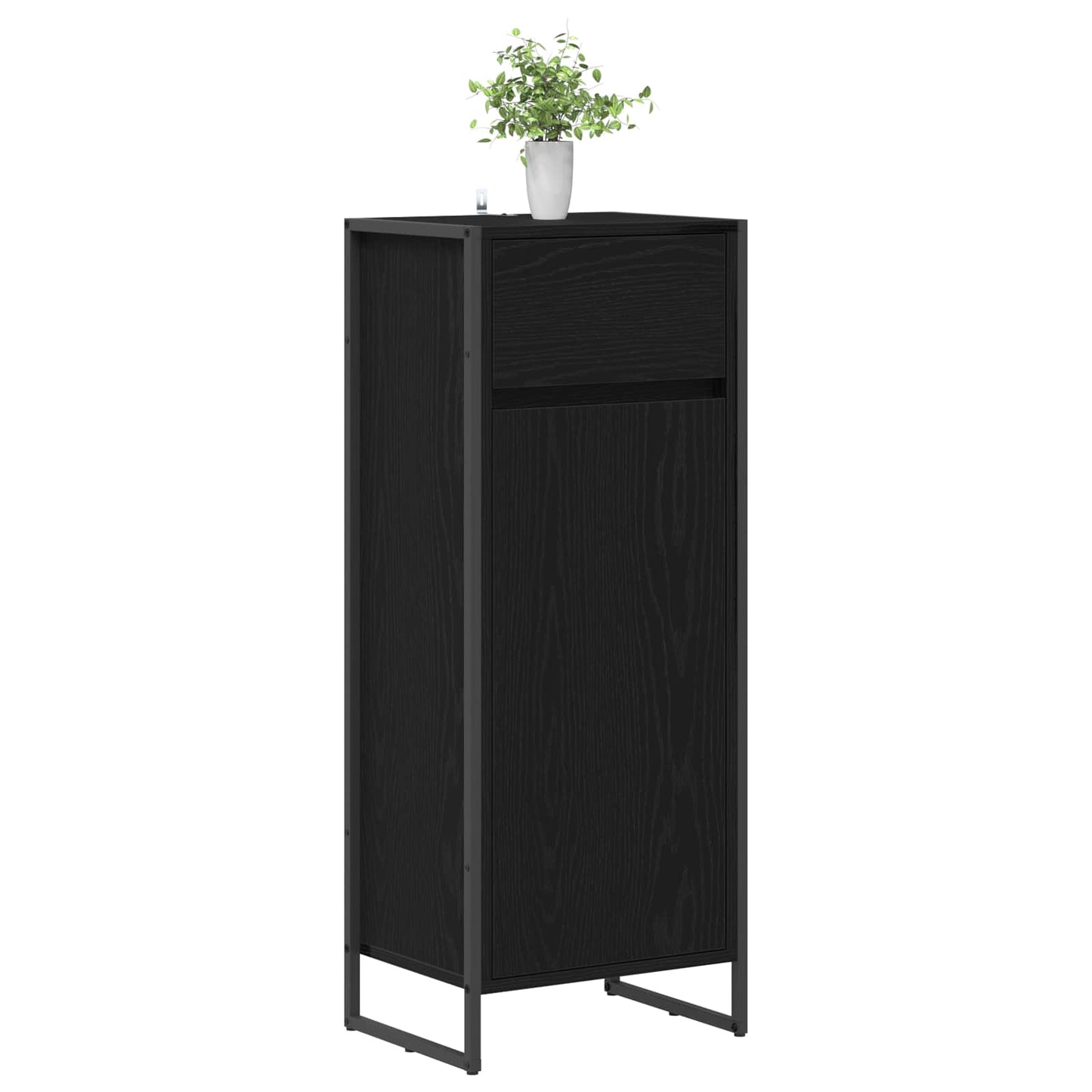 Badezimmerschrank Schwarz Eichen-Optik 40 x 30 x 100 cm