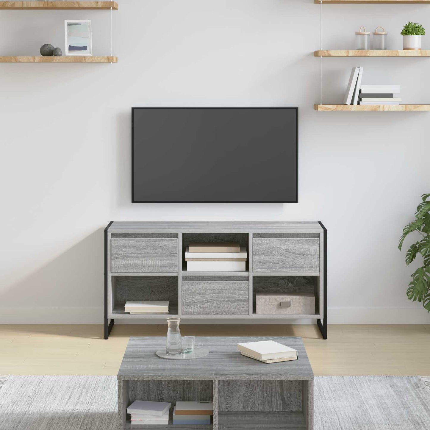 TV-Schränk 100 x 36 x 49,5 cm Graues Sonoma Holzwerkstoff