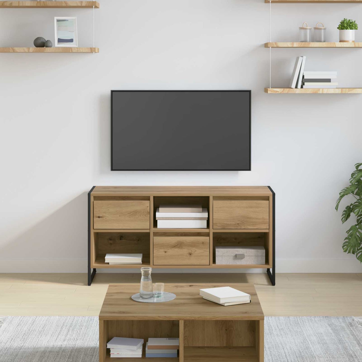 TV-Schränk 100 x 36 x 49,5 cm Kunsthandwerk Eiche Holzwerkstoff