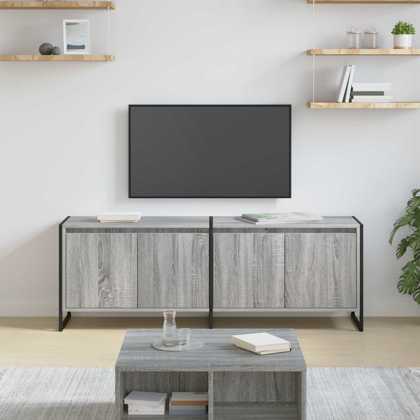 TV-Schränk 140 x 36 x 49,5 cm Graues Sonoma Holzwerkstoff