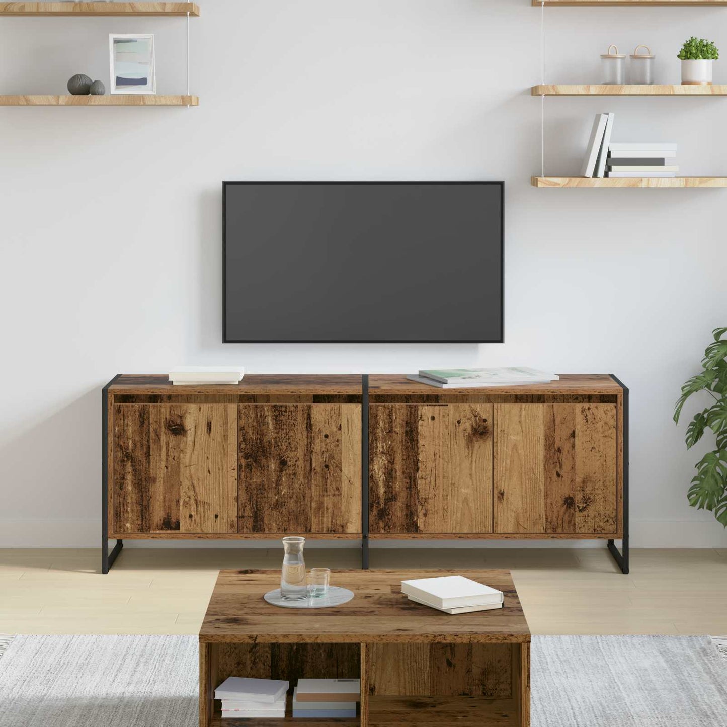 TV-Schränk 140 x 36 x 49,5 cm Altholz Holzwerkstoff