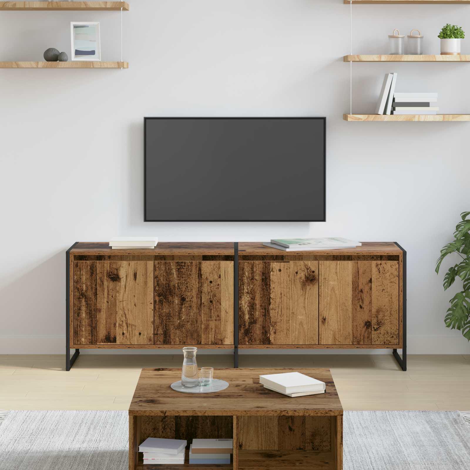 TV-Schränk 140 x 36 x 49,5 cm Altholz Holzwerkstoff