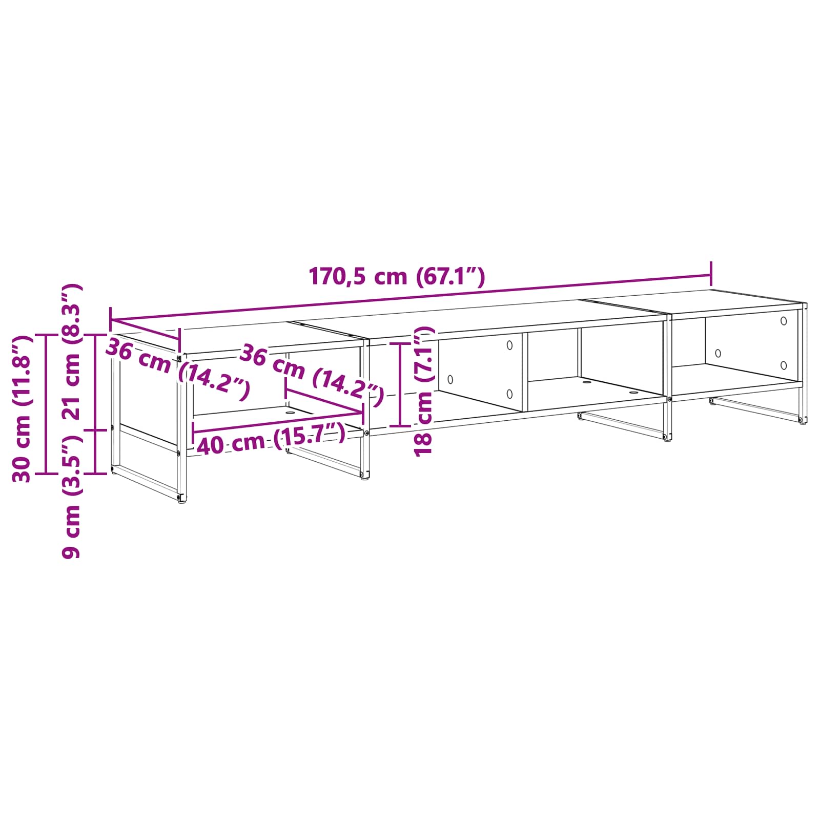 TV-Schränk 170,5 x 36 x 30,5 cm Sonoma Holzwerkstoff