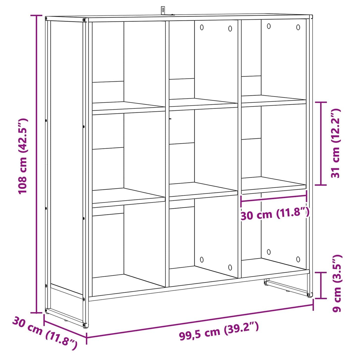 Bücherregal 99,5 x 30 x 108,5 cm Holzwerkstoff Raucharbe