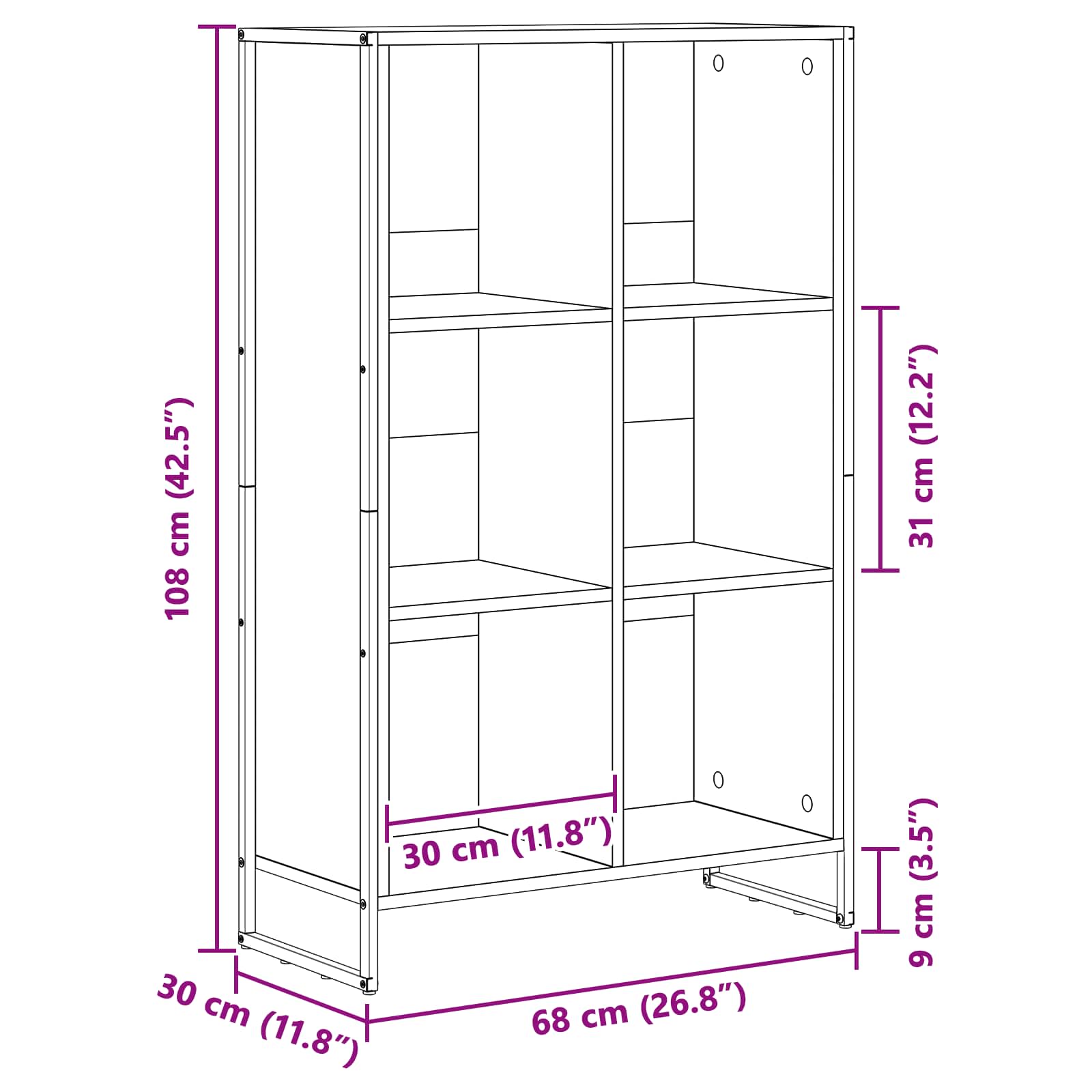 Bücherregal 99,5 x 30 x 108,5 cm Holzwerkstoff Altholz