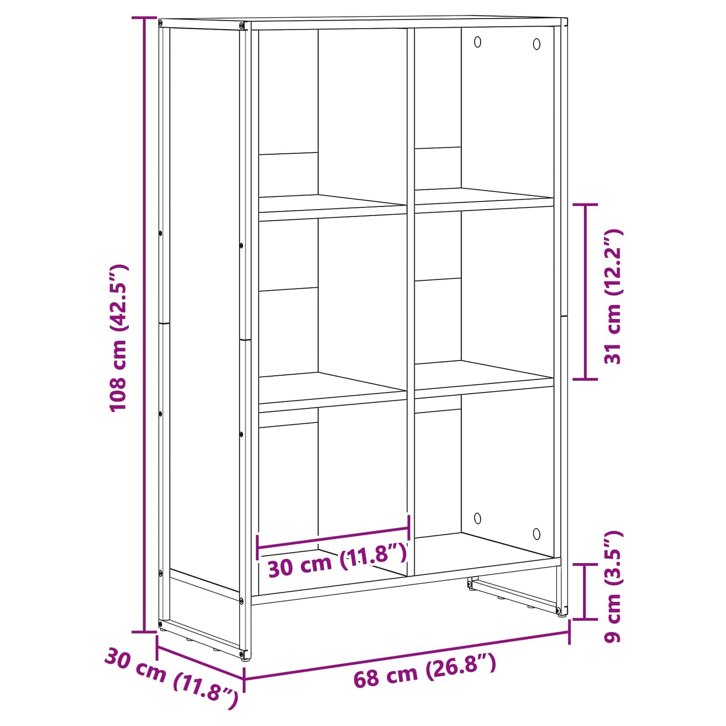 Bücherregal 99,5 x 30 x 108,5 cm Holzwerkstoff