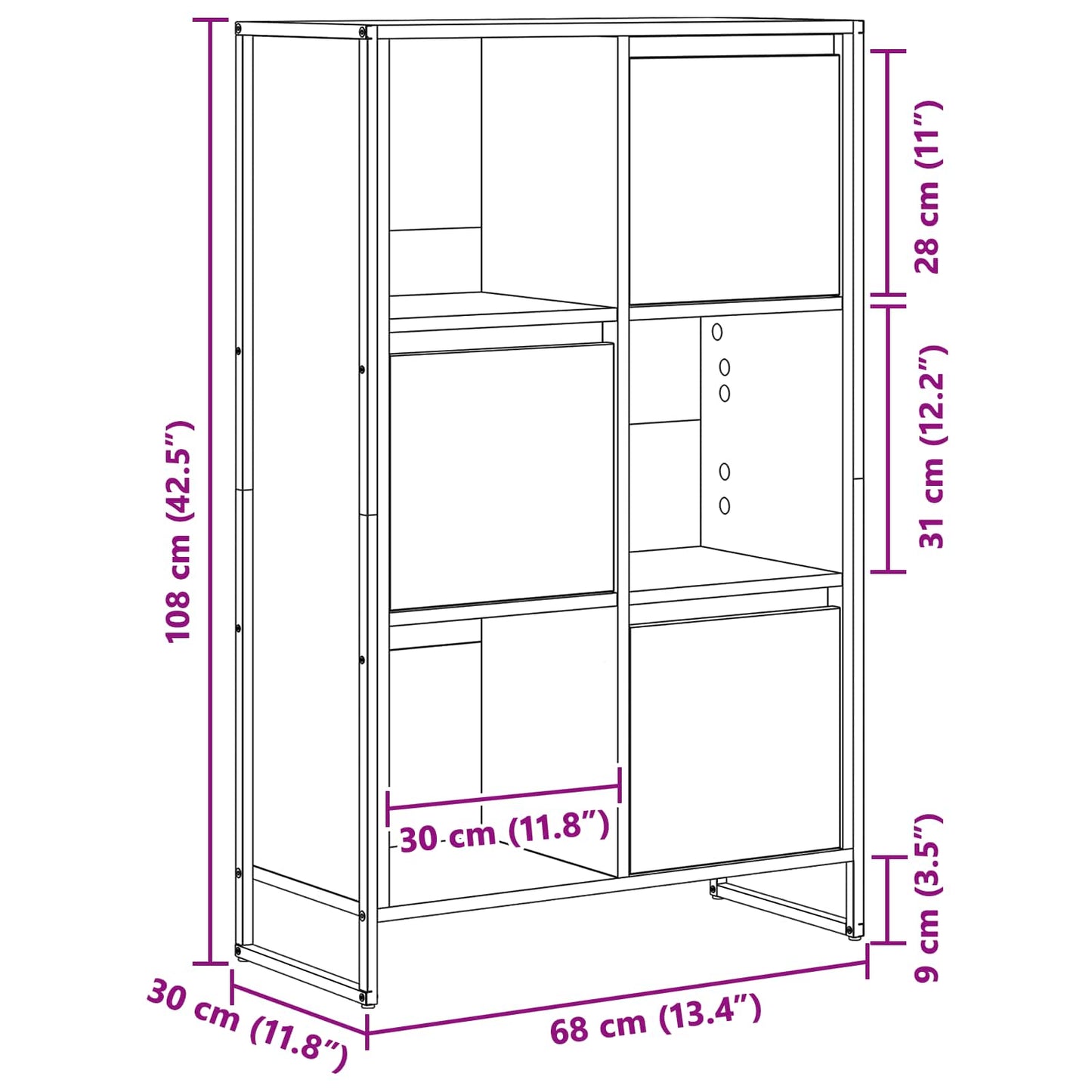 Bücherregal 68 x 30 x 108.5 cm Holzwerkstoff
