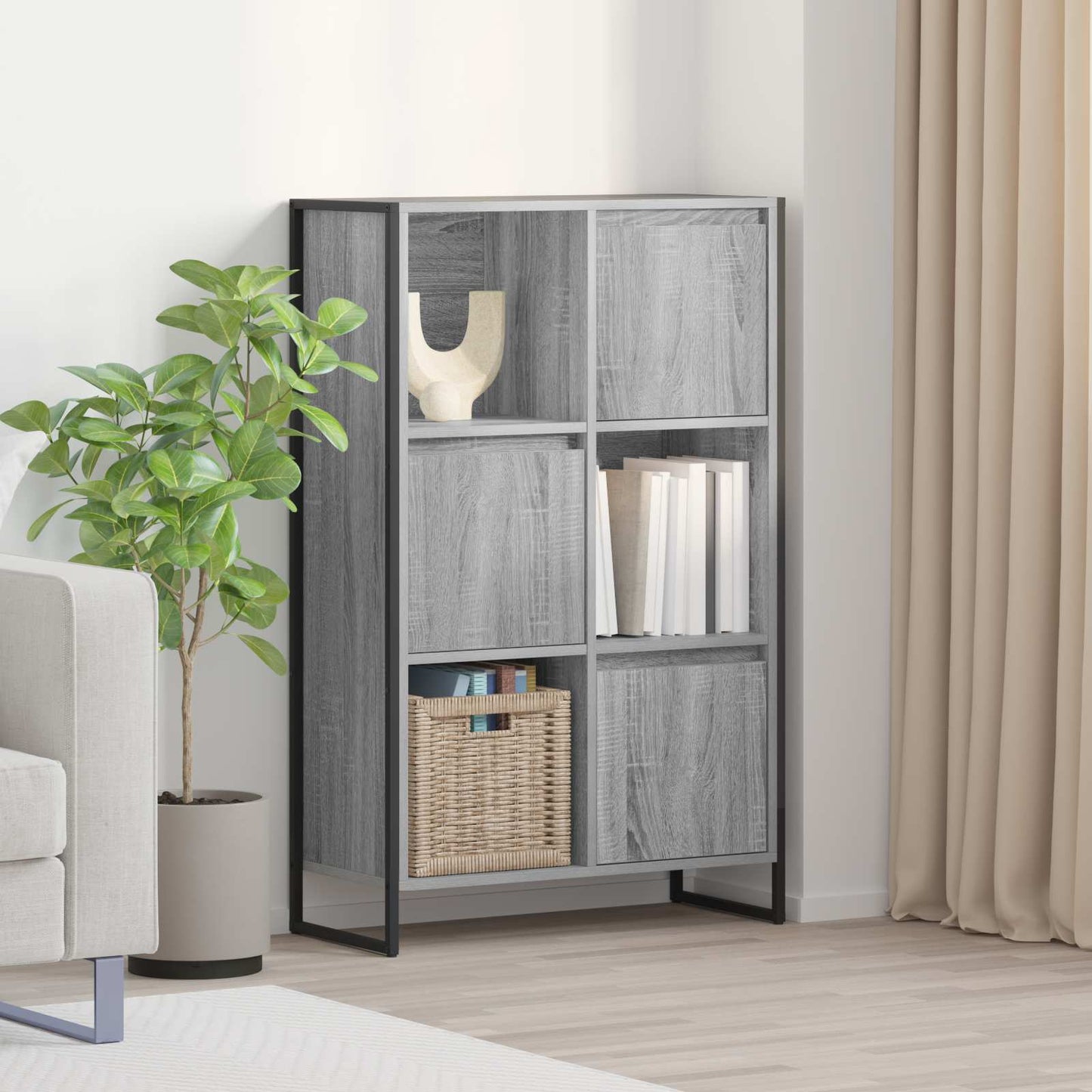 Bücherregal 68 x 30 x 108.5 cm Holzwerkstoff Graues Sonoma