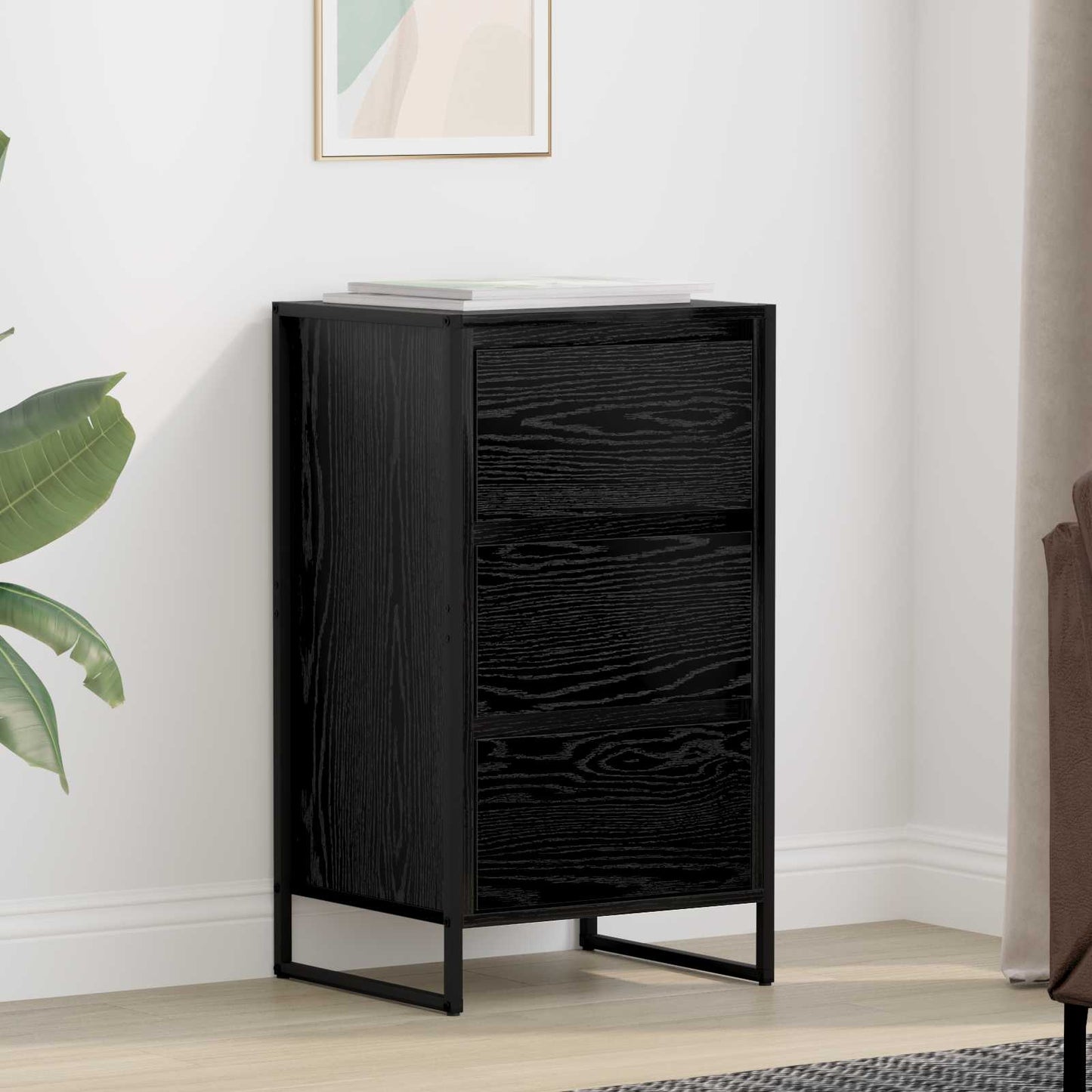 Sideboard Schwarz Eichen-Optik 42 x 36 x 75,5 cm Holzwerkstoff