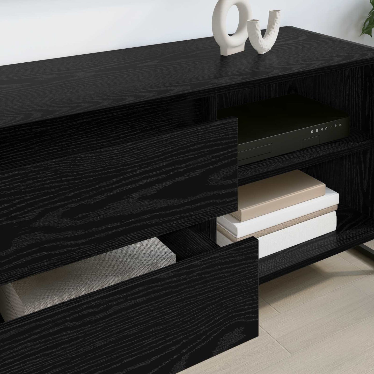TV-Schränk 100 x 36 x 49,5 cm Schwarz Eichen-Optik