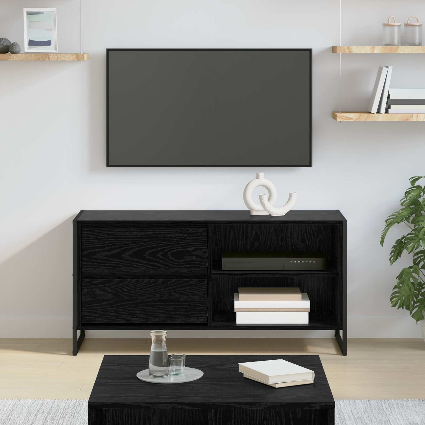 TV-Schränk 100 x 36 x 49,5 cm Schwarz Eichen-Optik