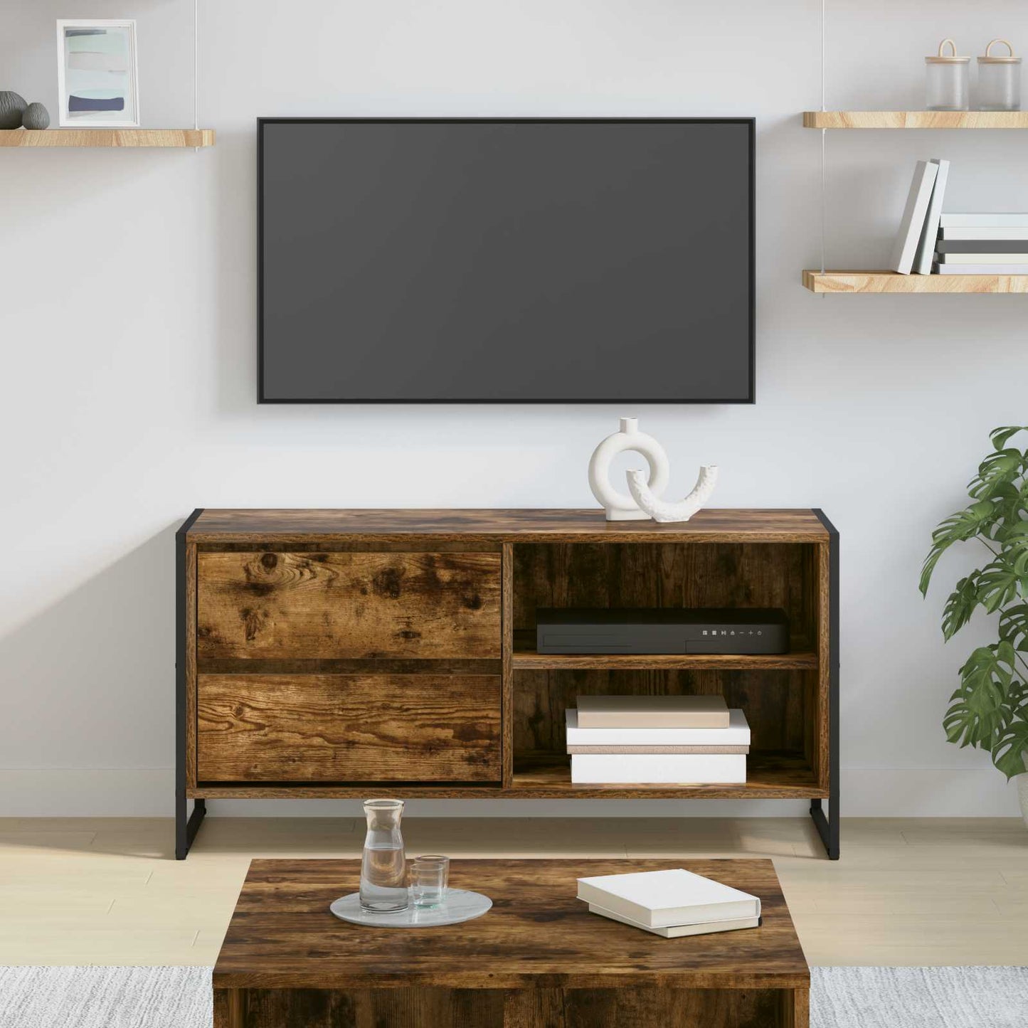 TV-Schränk 100 x 36 x 49,5 cm Raucharbe Holzwerkstoff