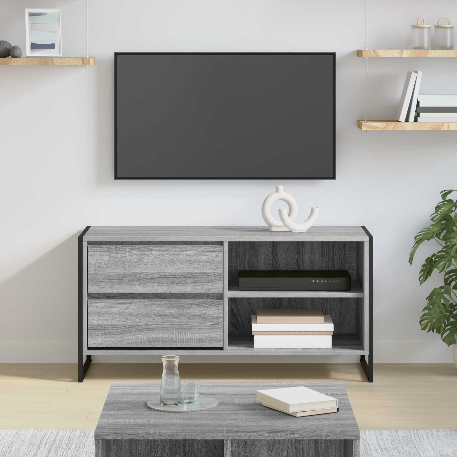 TV-Schränk 100 x 36 x 49,5 cm Graues Sonoma Holzwerkstoff