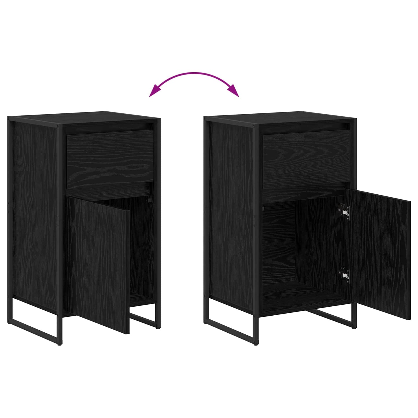 Sideboard Schwarz Eichen-Optik 43 x 36 x 75,5 cm Holzwerkstoff