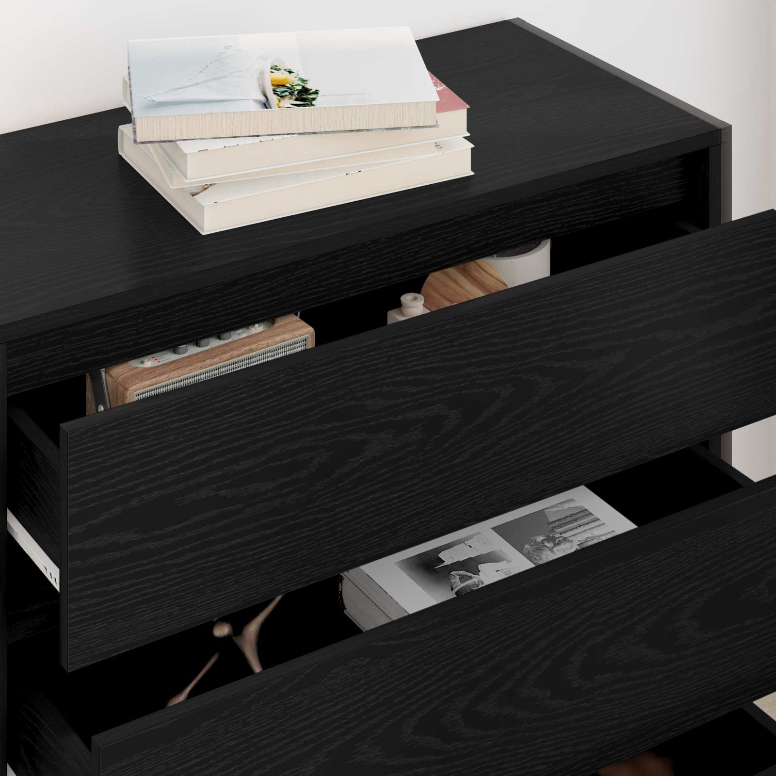 Sideboard Schwarz Eichen-Optik 79 x 36 x 75.5 cm Holzwerkstoff
