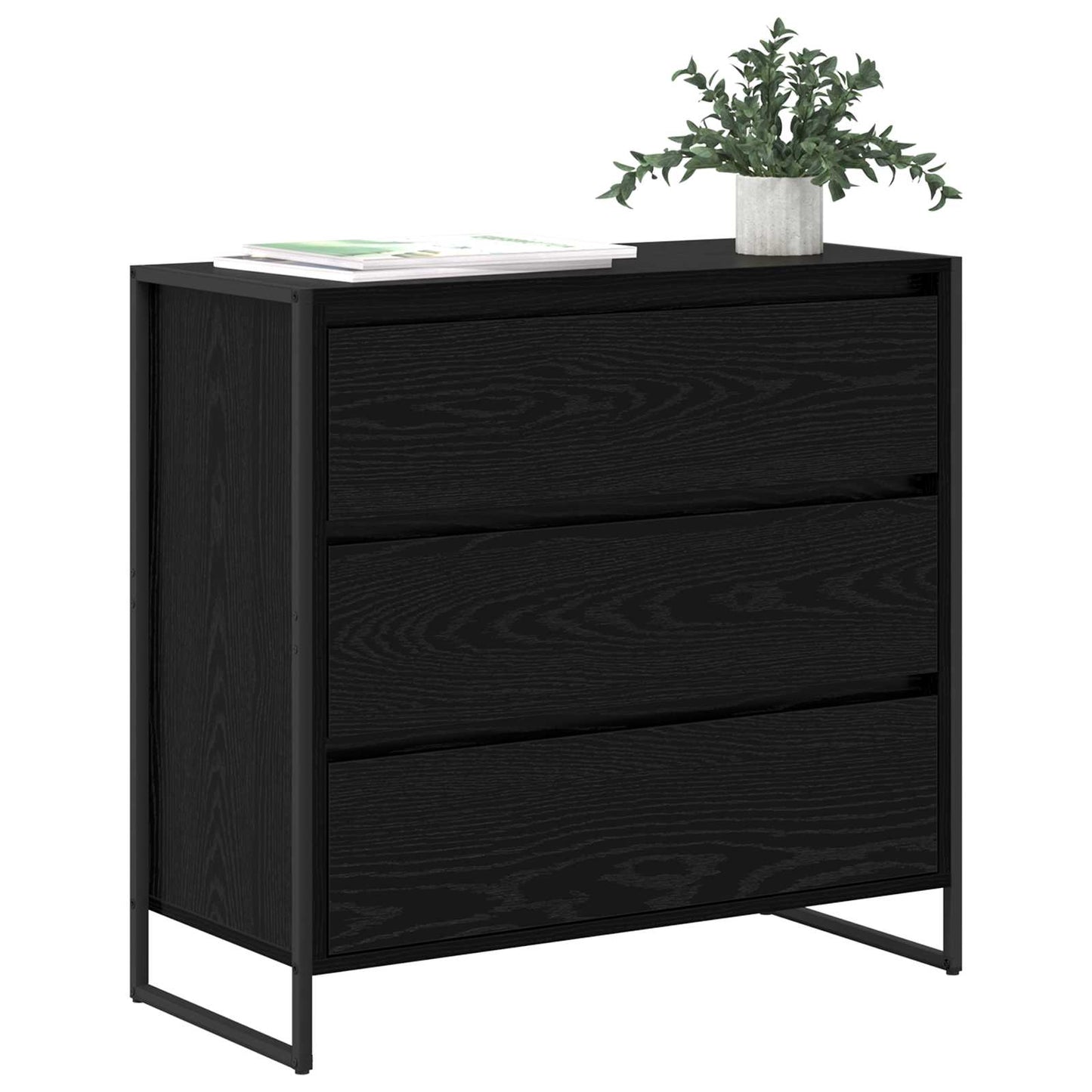 Sideboard Schwarz Eichen-Optik 79 x 36 x 75.5 cm Holzwerkstoff