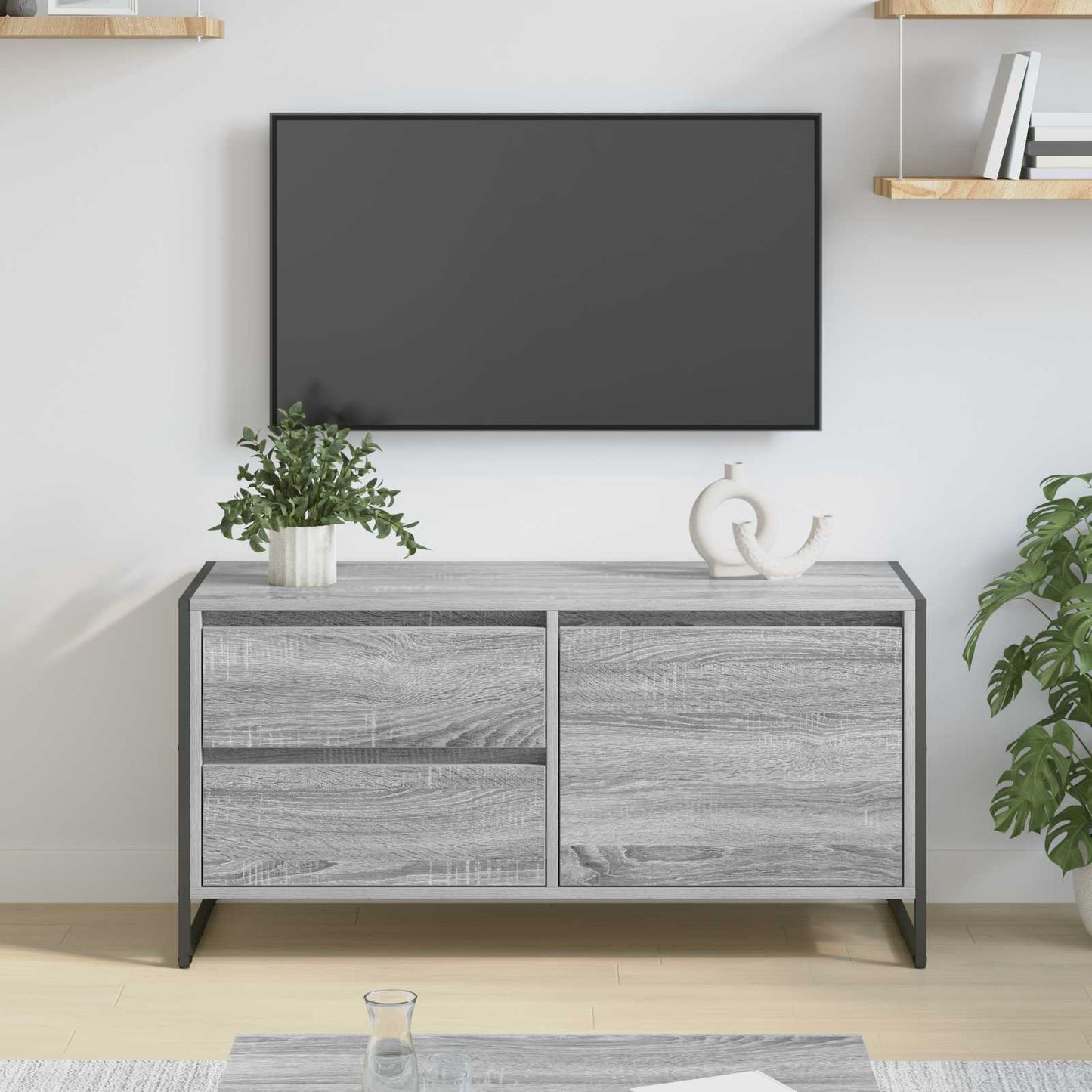 TV-Schränk 100 x 36 x 49.5 cm Graues Sonoma Holzwerkstoff