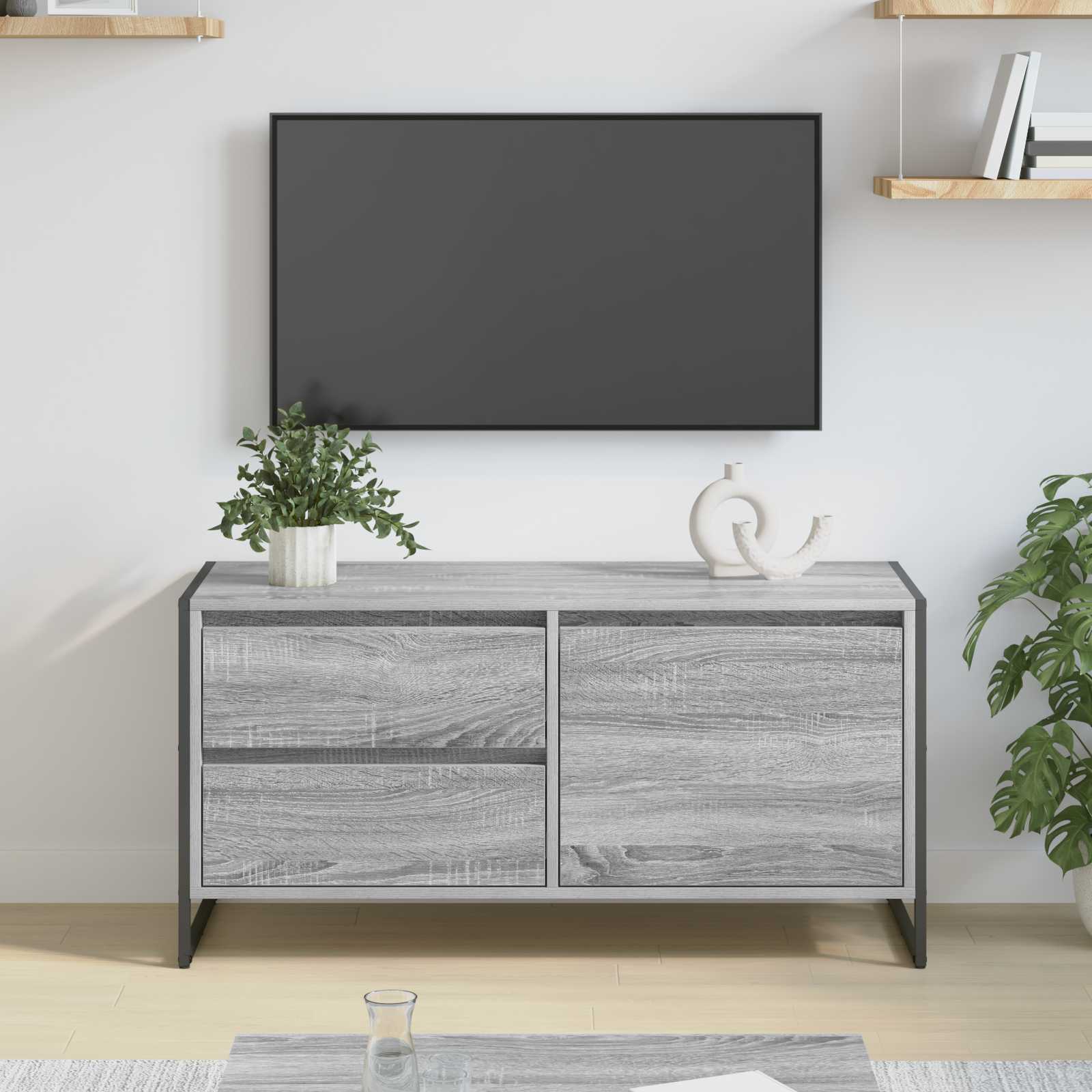 TV-Schränk 100 x 36 x 49.5 cm Graues Sonoma Holzwerkstoff