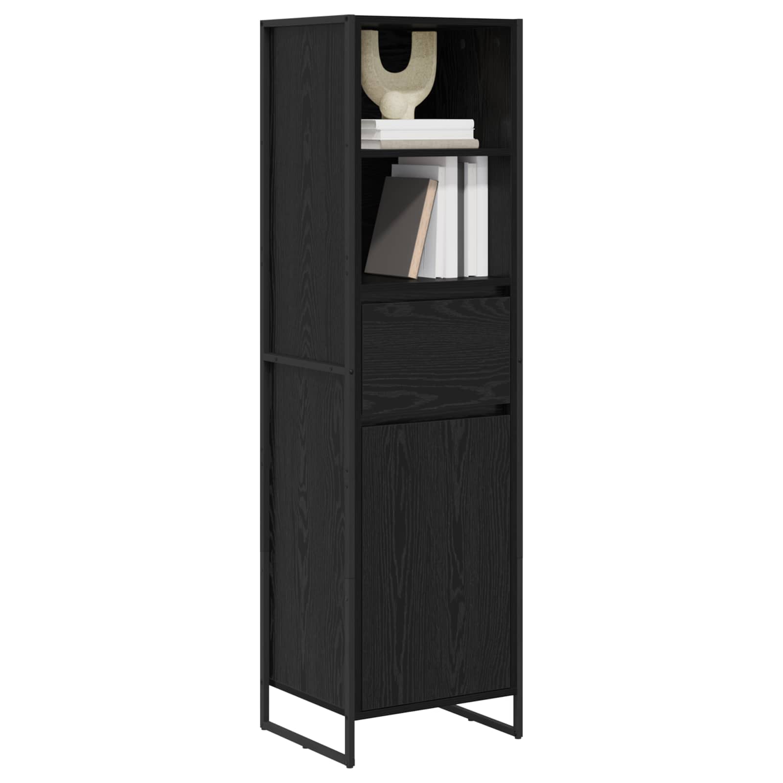 Bücherregal Schwarz Eichen-Optik 43 x 36 x 150,5 cm