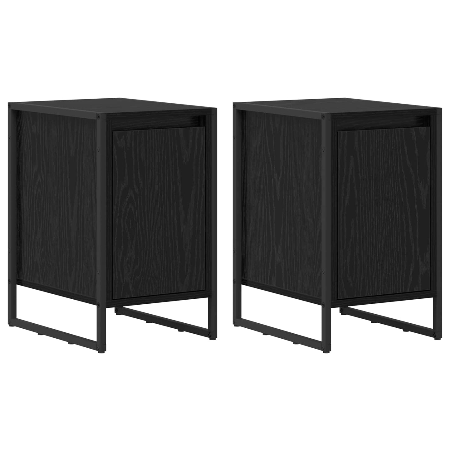 Nachttisch 2 stk. Schwarz Eichen-Optik 39,5 x 30 x 50 cm