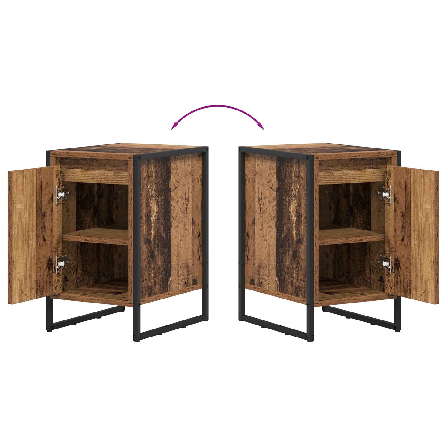 Nachttisch 2 stk. Altholz 39,5 x 30 x 50 cm Holzwerkstoff