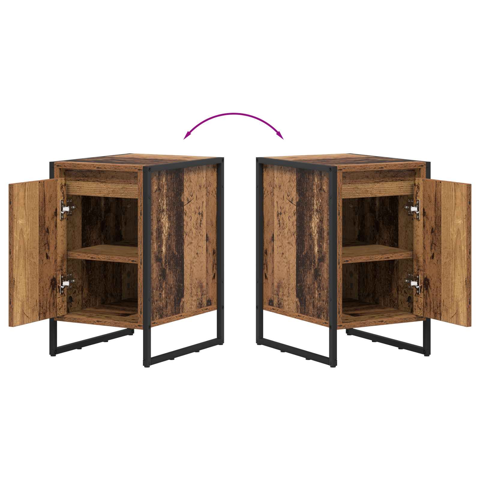 Nachttisch 2 stk. Altholz 39,5 x 30 x 50 cm Holzwerkstoff