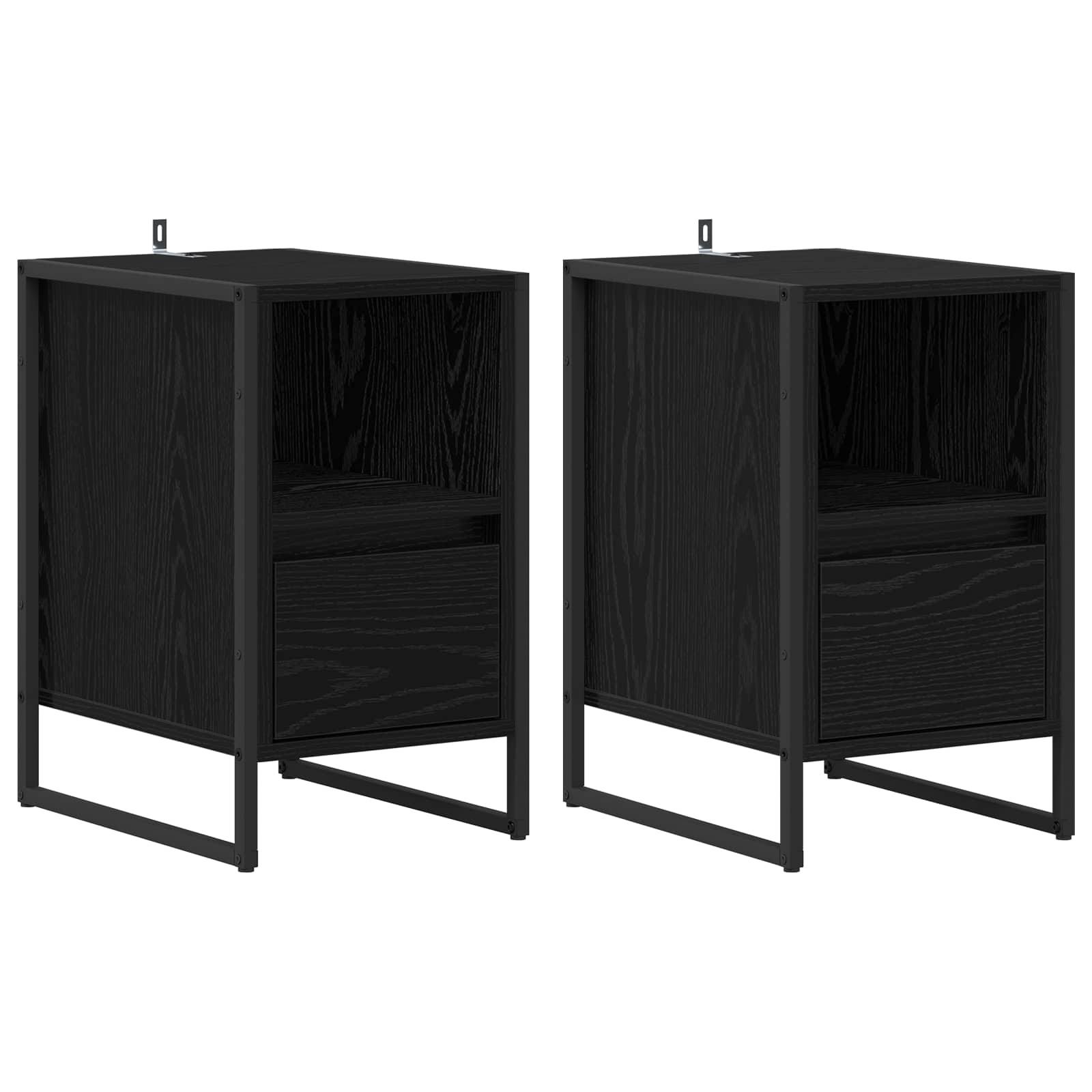 Nachttisch 2 stk. Schwarz Eichen-Optik 39,5 x 30 x 50 cm