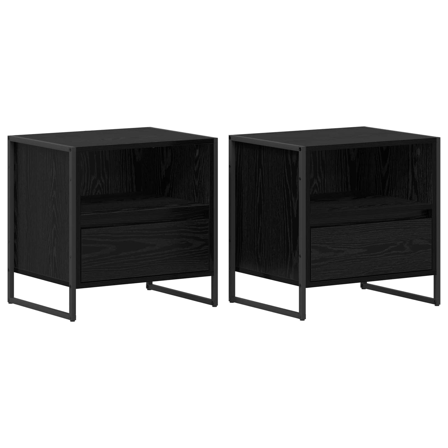 Nachttisch 2 Stk. Schwarz Eichen-Optik 50 x 39,5 x 50 cm