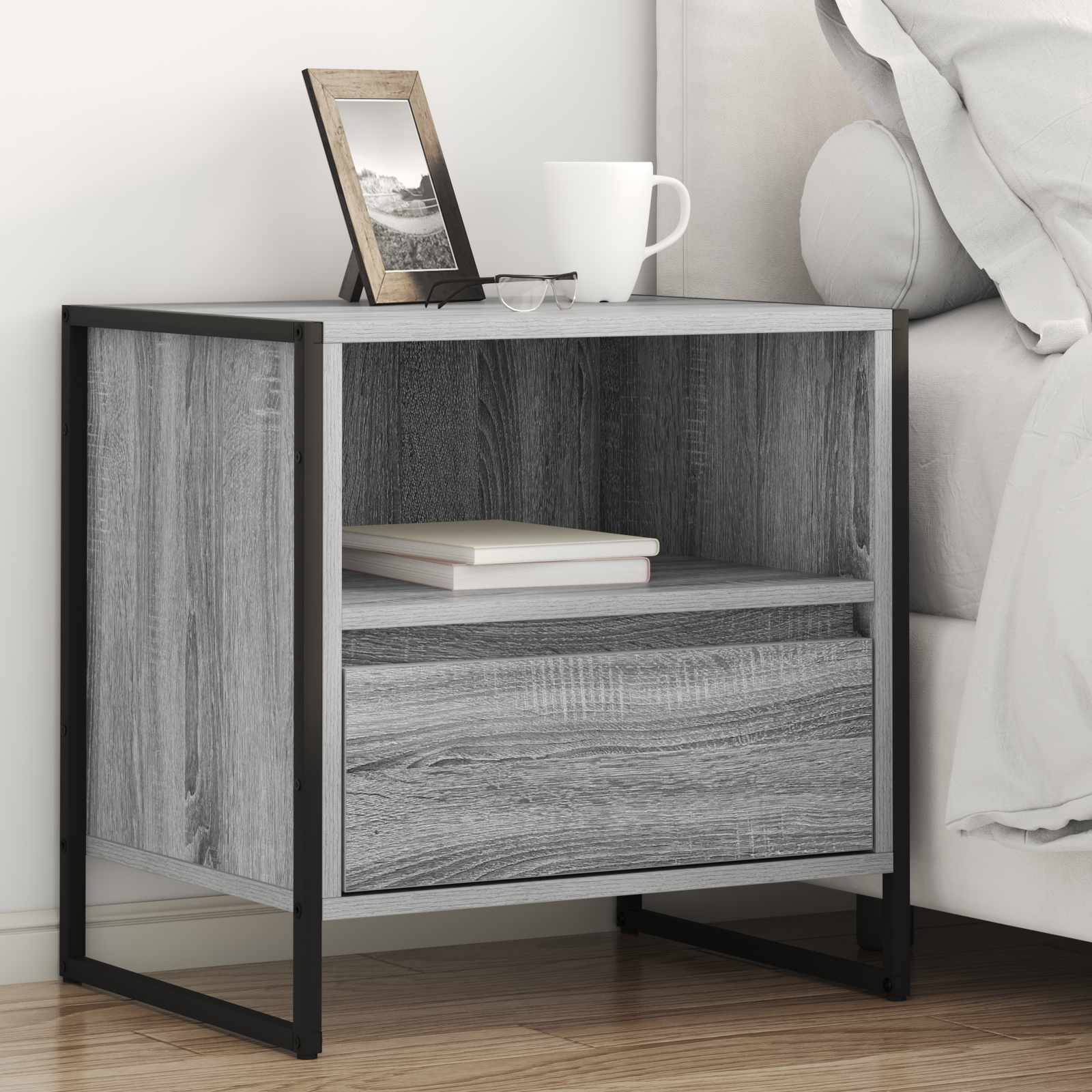 Nachttisch 2 Stk. Sonoma-Grau 50 x 39,5 x 50 cm Holzwerkstoff