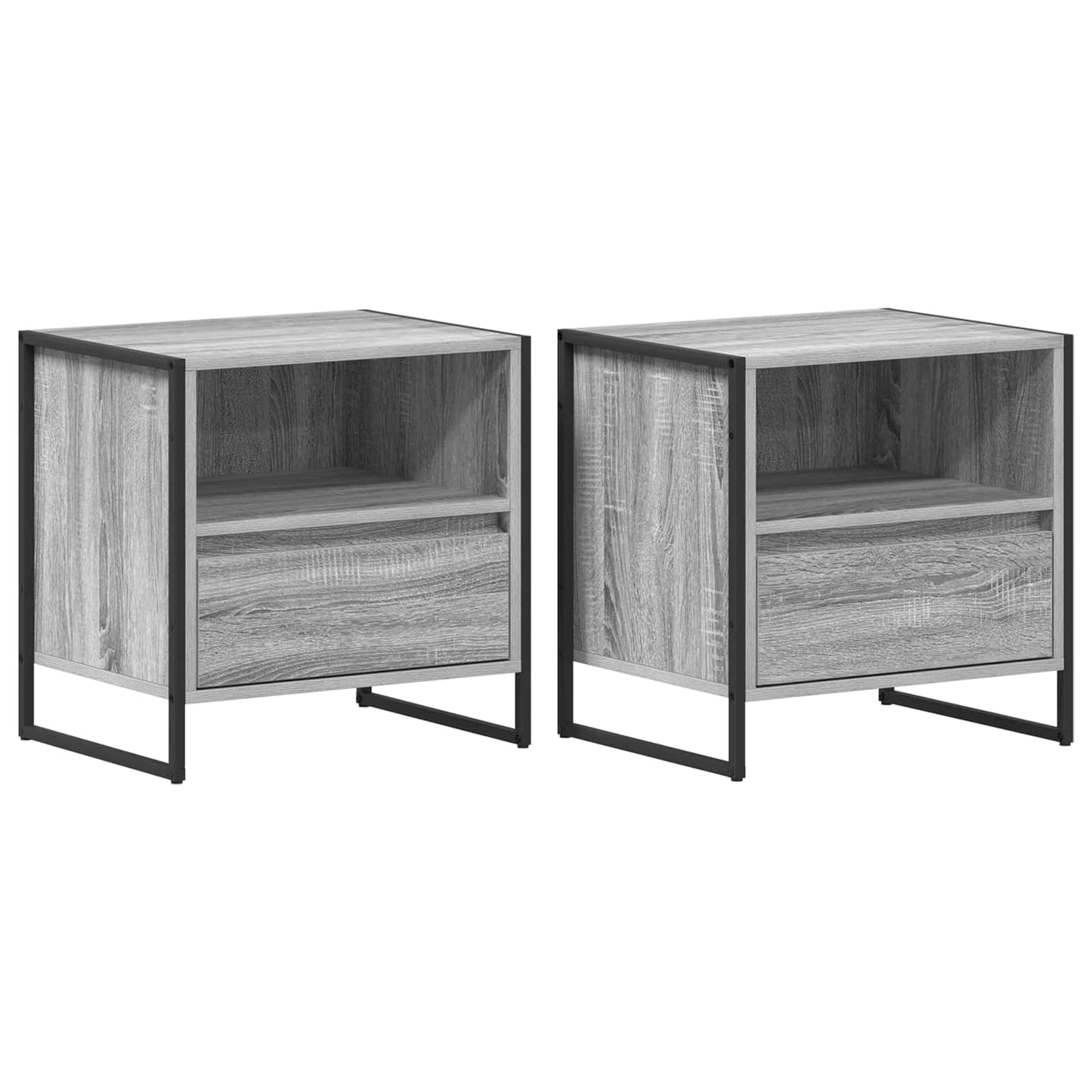 Nachttisch 2 Stk. Sonoma-Grau 50 x 39,5 x 50 cm Holzwerkstoff