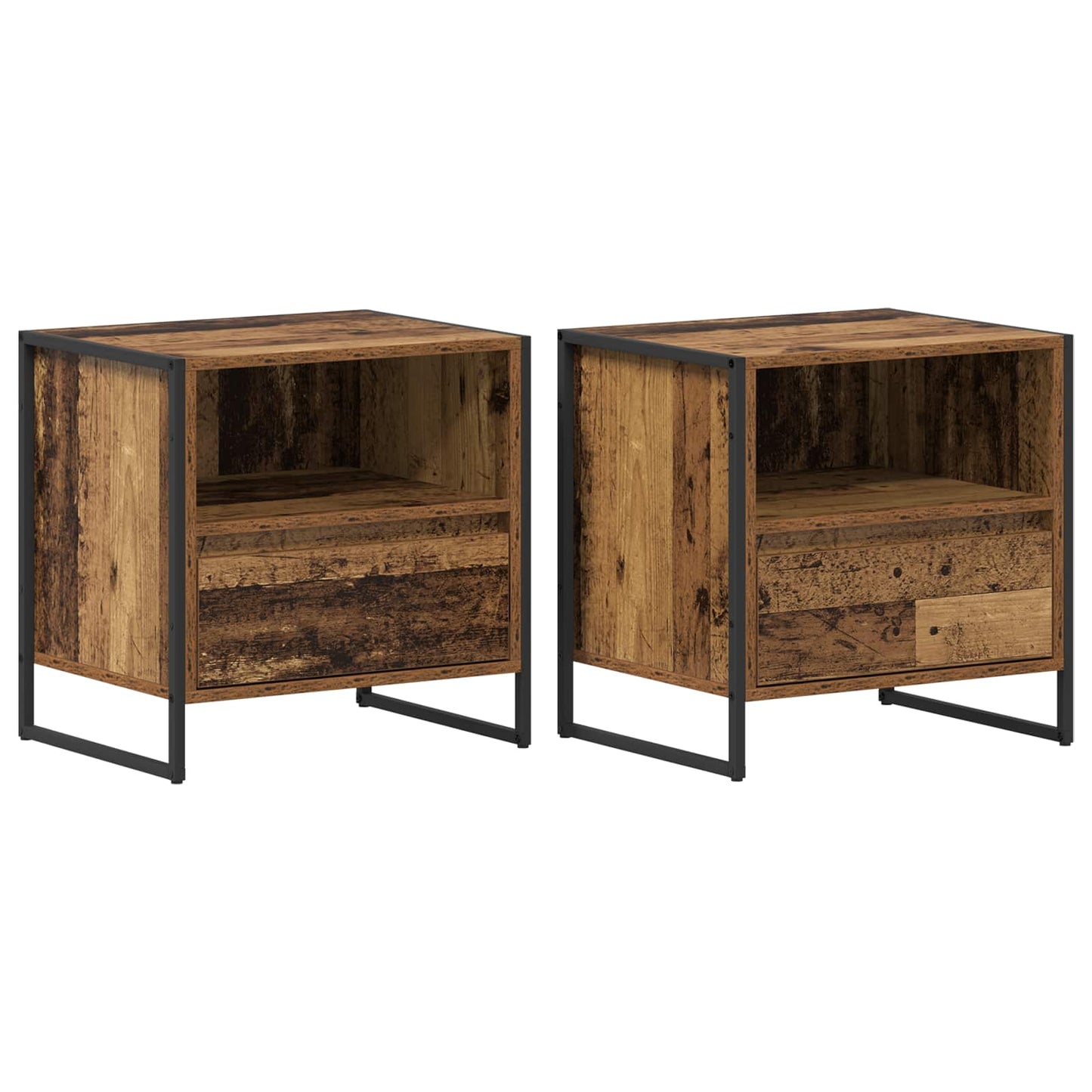 Nachttisch 2 Stk. Altholz 50 x 39,5 x 50 cm Holzwerkstoff