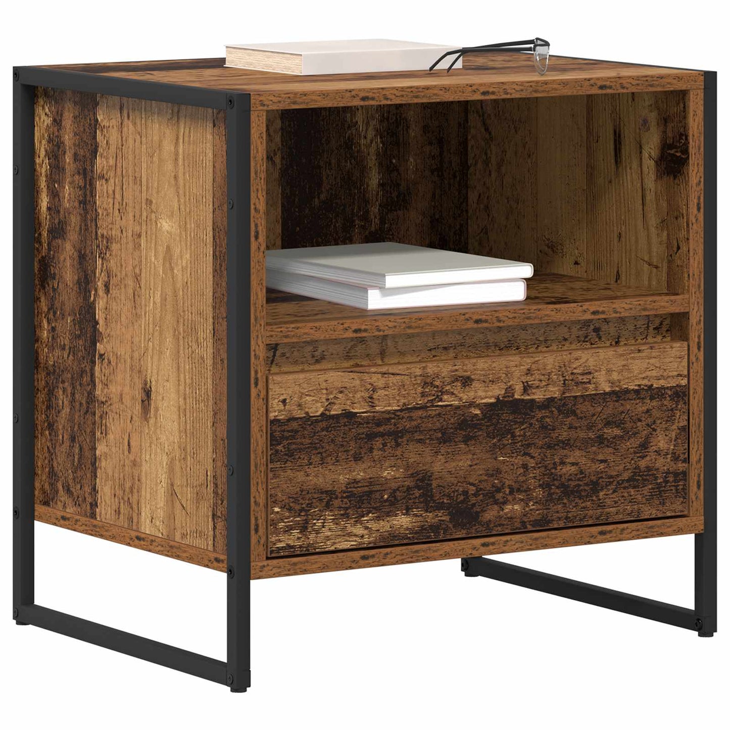 Nachttisch 2 Stk. Altholz 50 x 39,5 x 50 cm Holzwerkstoff