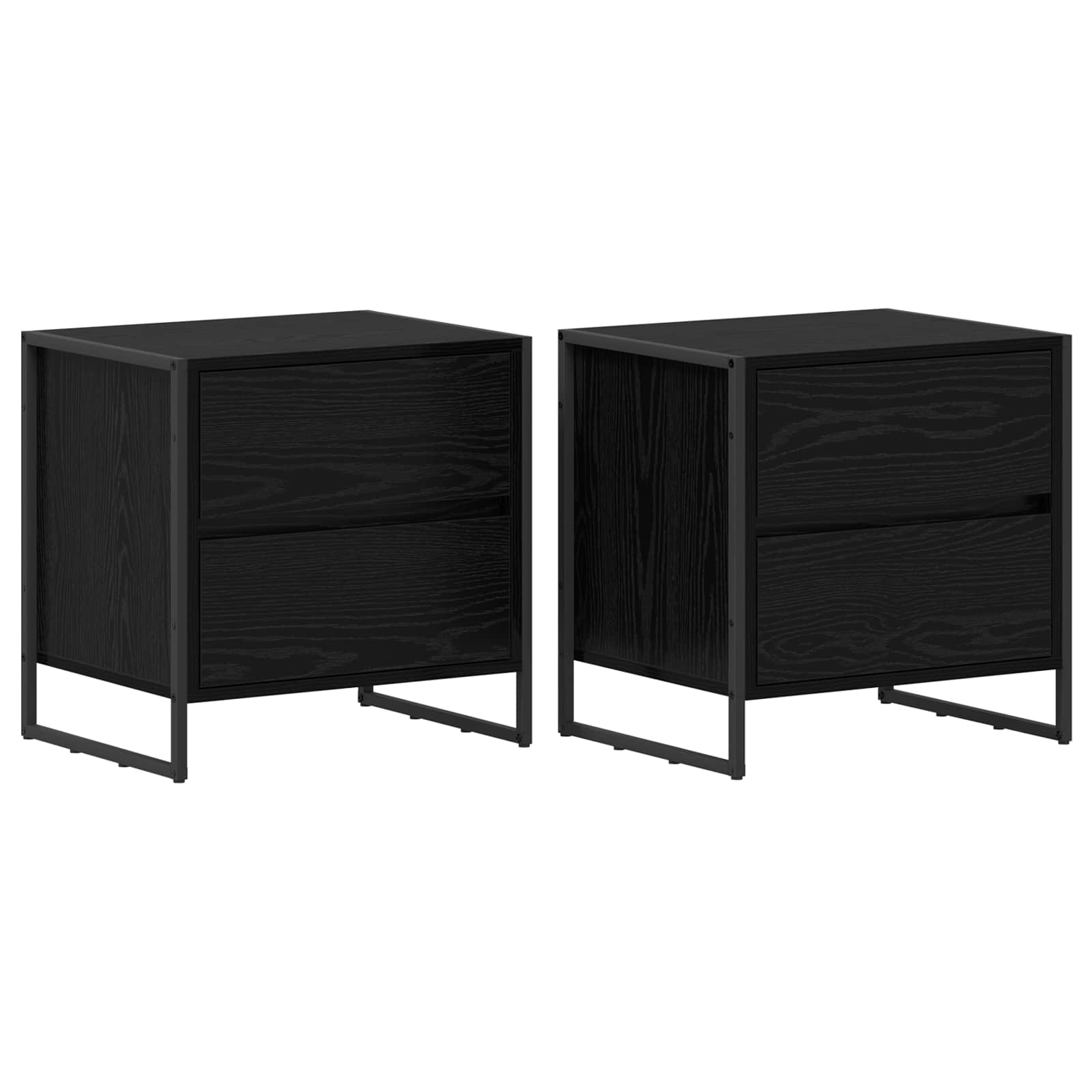 Nachttisch 2 stk. Schwarz Eichen-Optik 50 x 39,5 x 50 cm
